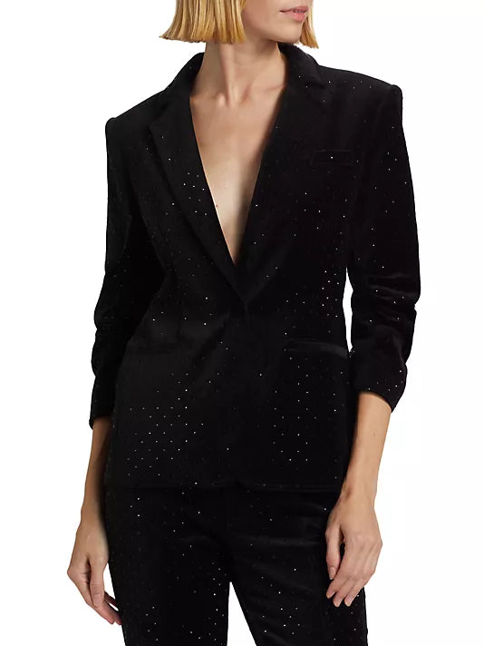 Cinq a Sept-Ditsy Velvetine Khloe Blazer-Black