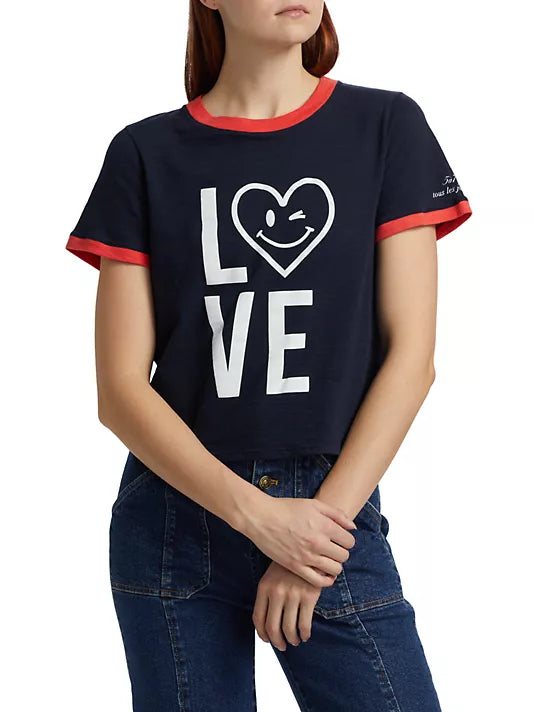 Cinq a Sept-Love Heart Smiley Ringer Tee