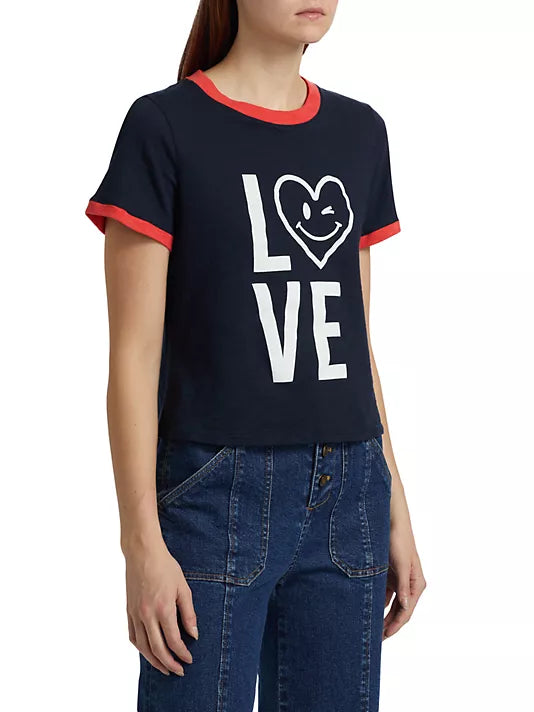 Cinq a Sept-Love Heart Smiley Ringer Tee