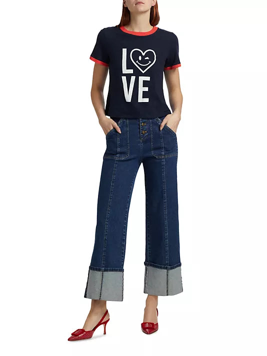 Cinq a Sept-Love Heart Smiley Ringer Tee