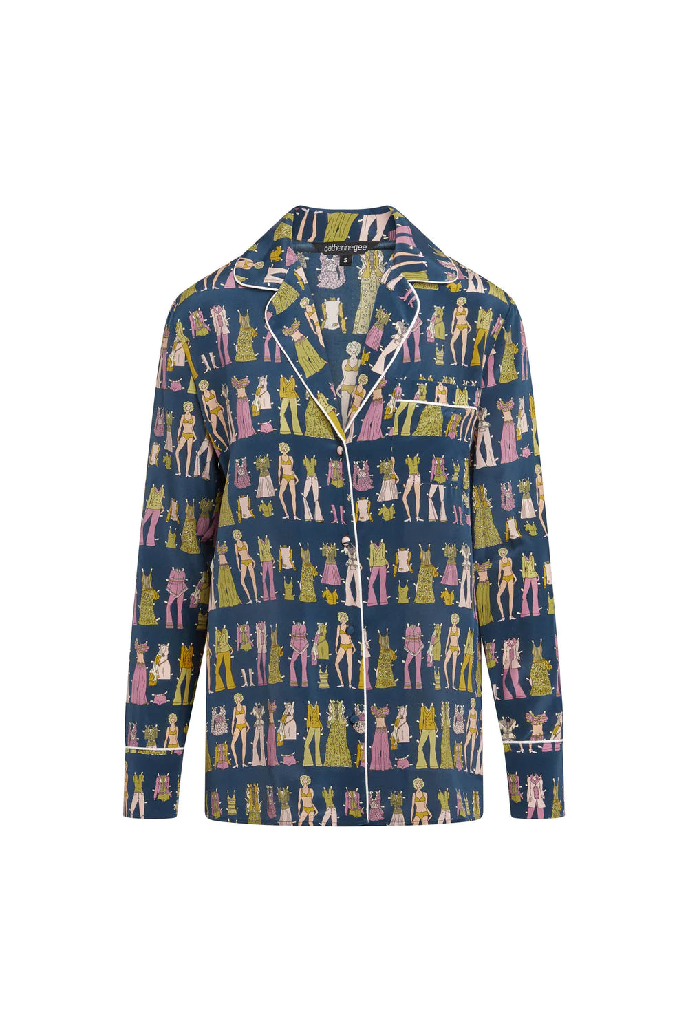 Catherine Gee-Parisa Silk Blouse-Paperdoll Print