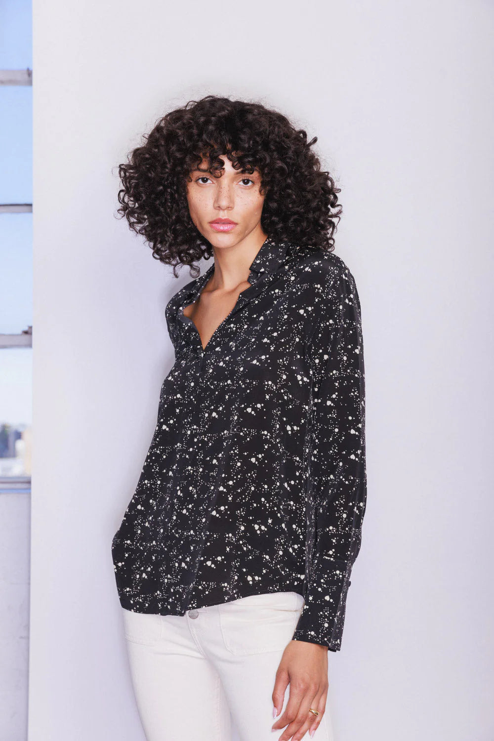 Catherine Gee- Daria Blouse- Heart Dot- Black/White  LAST ONE