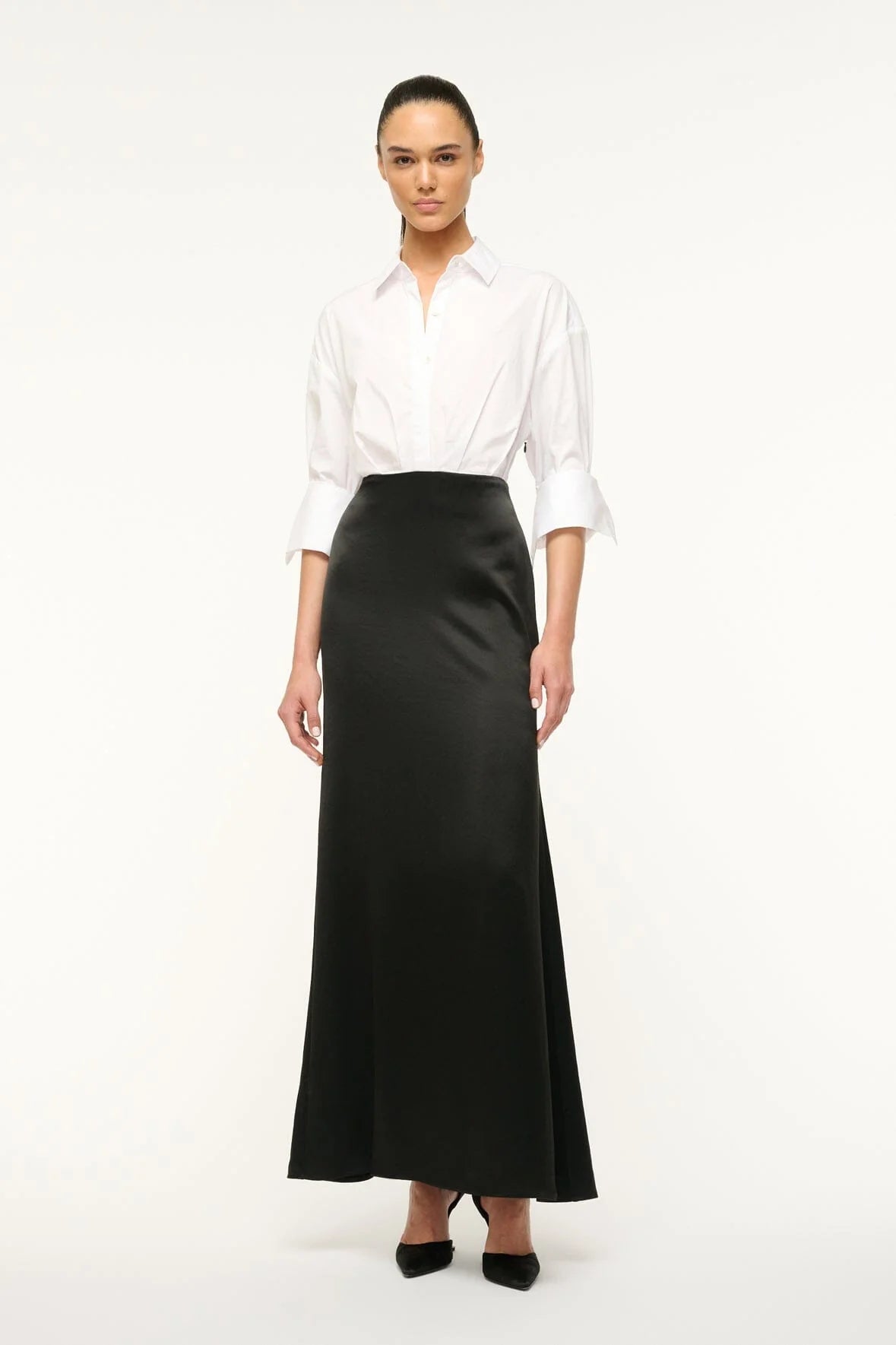 STAUD NILE DRESS BLACK AND WHITE MAXI DRESS