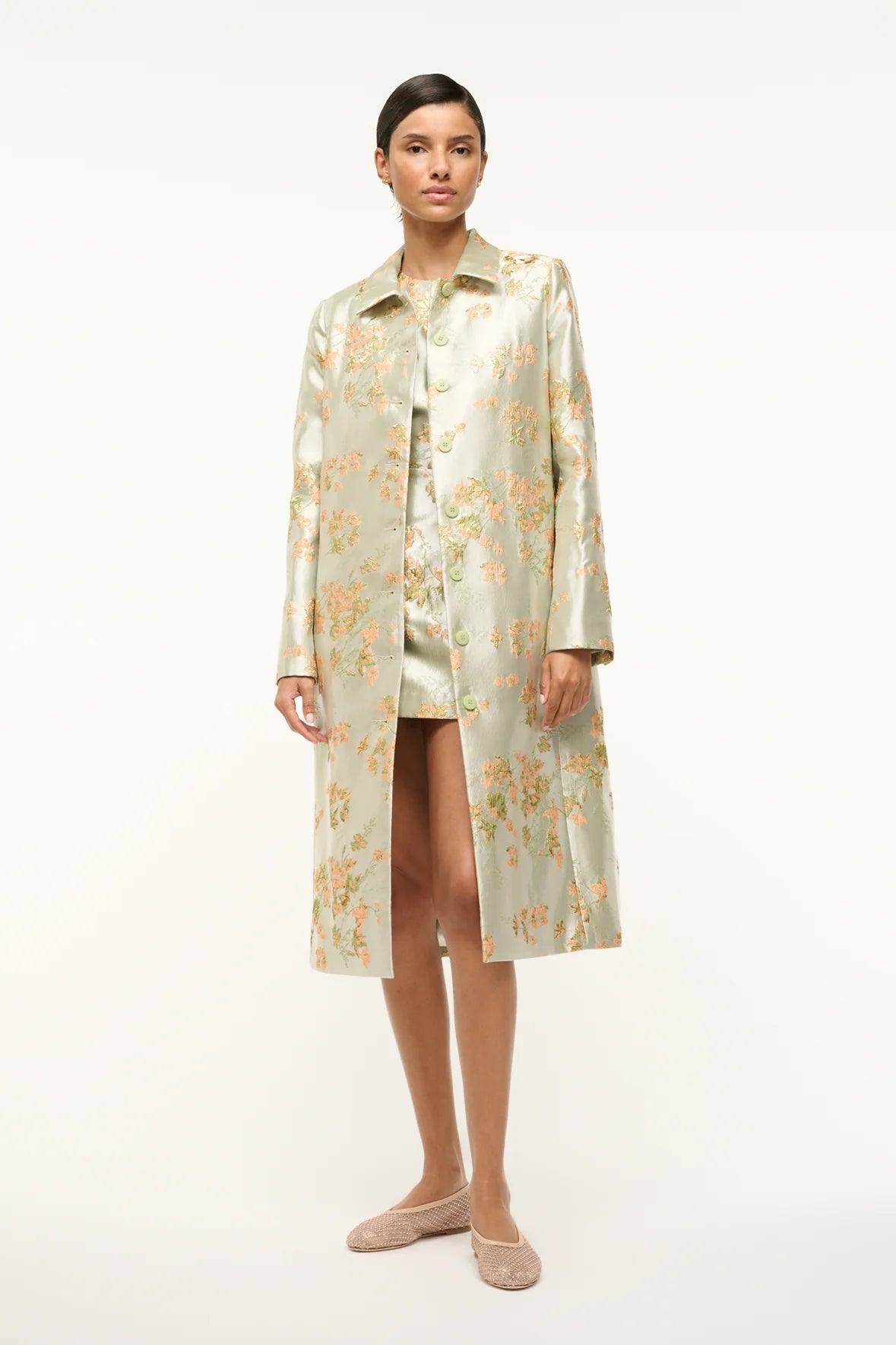 STAUD ANTOINETTE COAT METALLIC BLOOM