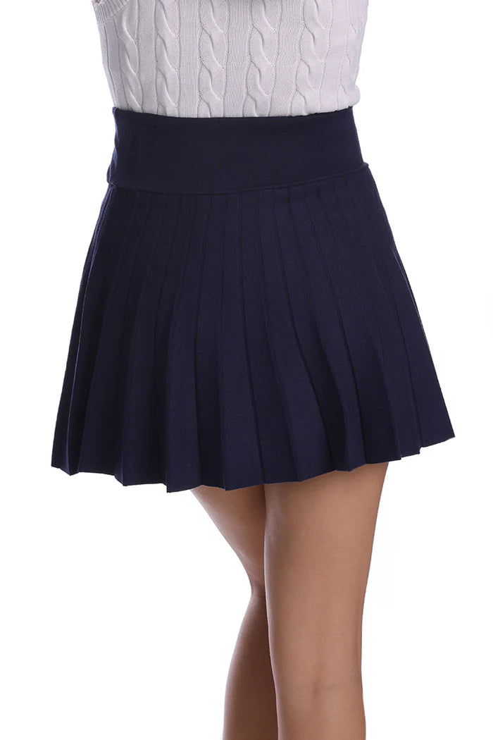 Minnie Rose - Viscose Pleated Skort - Navy