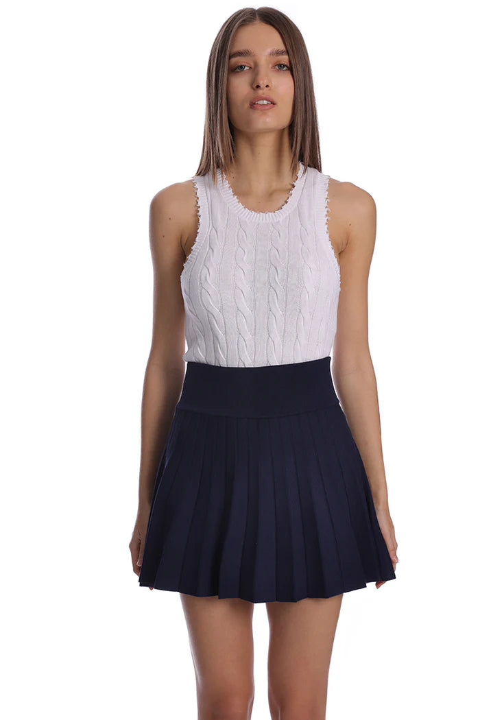 Minnie Rose - Viscose Pleated Skort - Navy