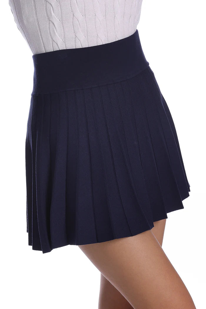 Minnie Rose - Viscose Pleated Skort - Navy