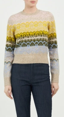 Cinq a Sept-Lace Fair Isle Pullover-Oatmeal Multi