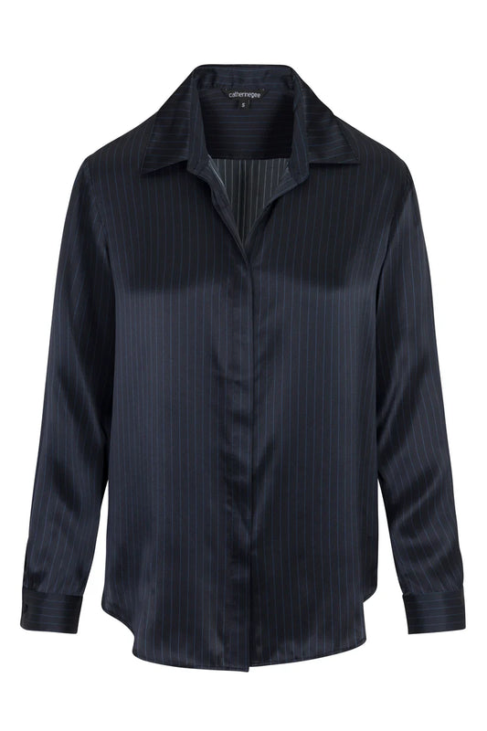 Catherine Gee-Sophie Blouse-Navy Pinstripe