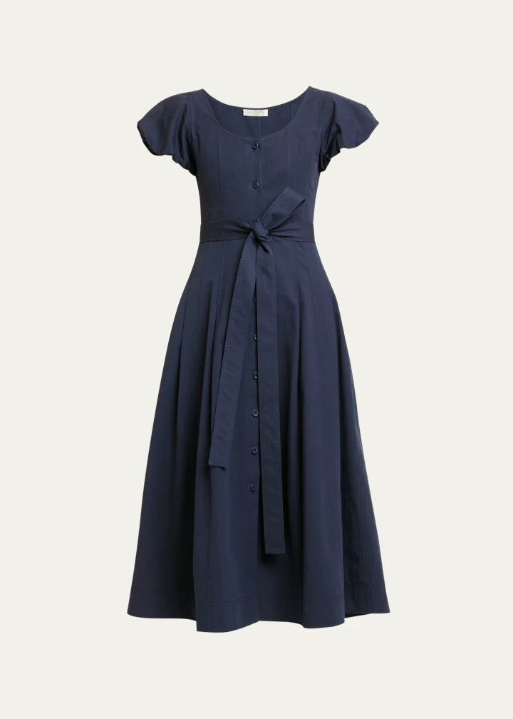 Ulla Johnson - Rhea Puff-Sleeve Belted Midi Poplin Dress