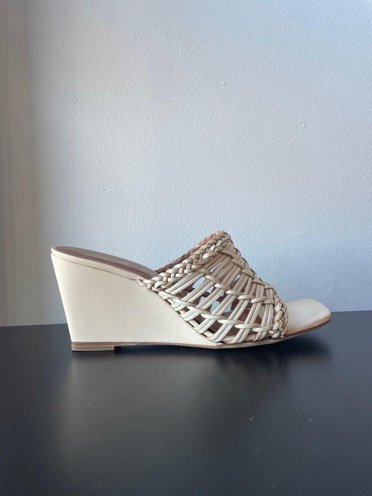 Staud- Blair Woven Wedge- Cream