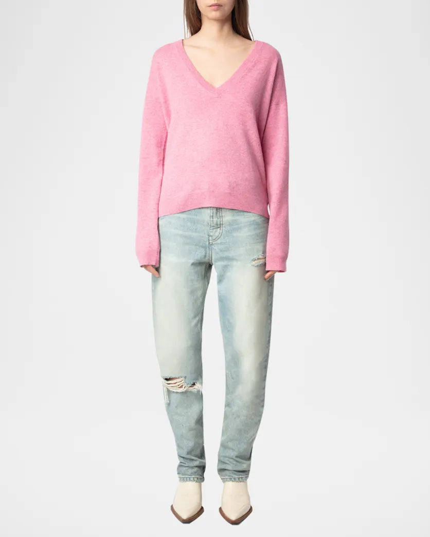 Zadig & Voltaire Vivi Patch Cashmere Sweater in Phlox