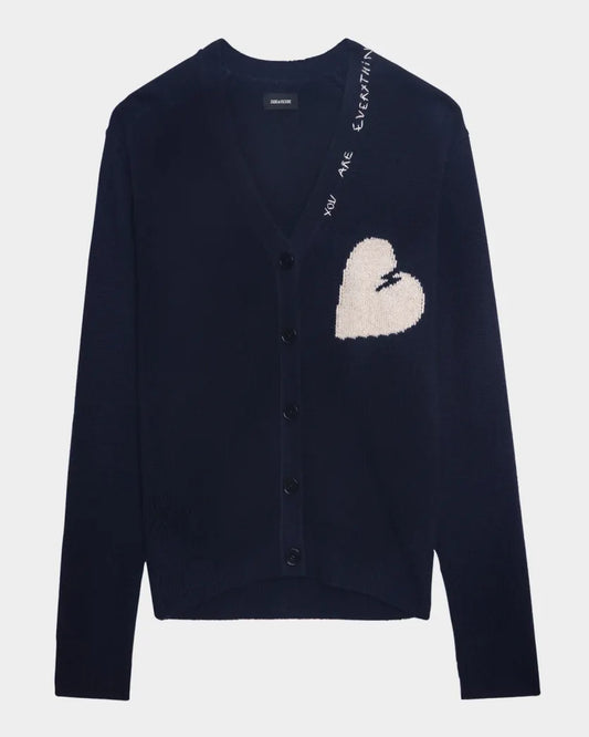 Zadig & Voltaire - Travia WS Heart Cashmere Cardigan - Navy