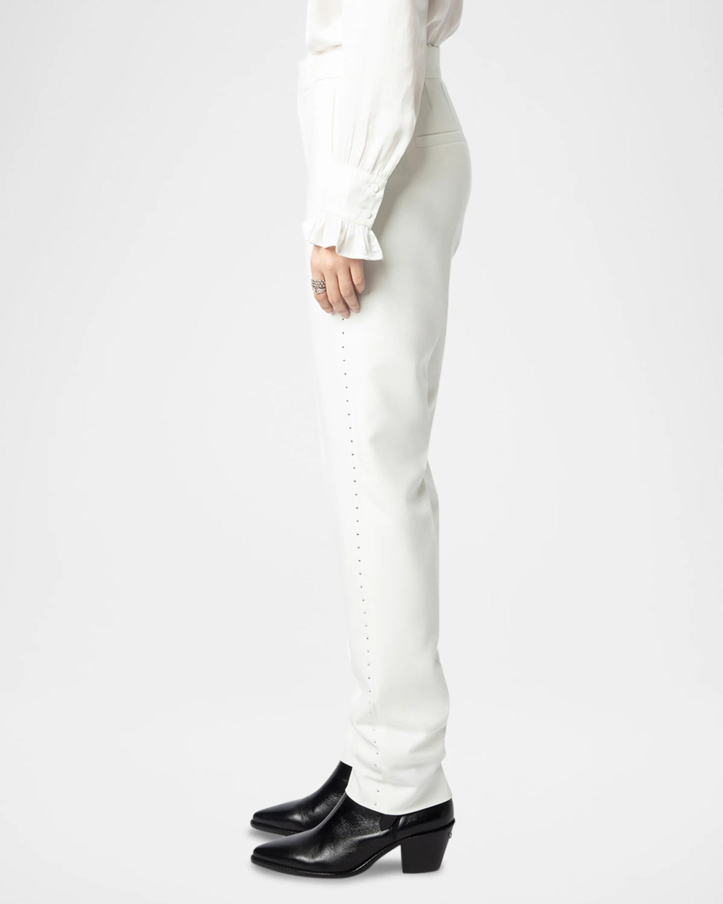 Z&V-Panny Strass Dots Pant-White