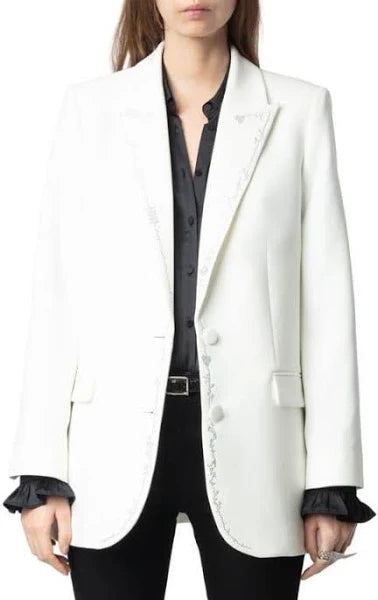 Z&V-Viva Strass Line Blazer-White