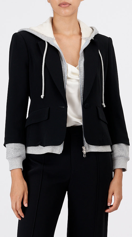 Cinq a Sept-Zip Up Le Petit Khloe Blazer-Black/Heather Grey